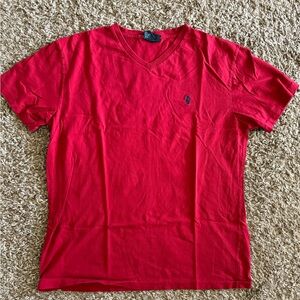 Red polo shirt